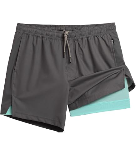 maamgic Mens 2 in 1 Running Shorts Zip Pockets 5
